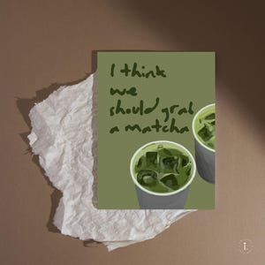 Matcha Postcard, Download Digitale, Cartolina Trendy, Citazione Matcha, Idea Regalo, Cartolina di Design, Minimalista, Biglietto di Auguri