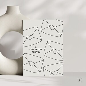 Carta de amor, descarga digital, postal moderna, tarjeta de cumpleaños, idea de regalo, postal de diseño, minimalista, tarjeta de felicitación, amor