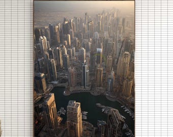 Dubai Skyline Wall Art – Photorealistic Digital Print, Cityscape Poster, Urban Dubai Print, Architecture & Travel Wall Decor