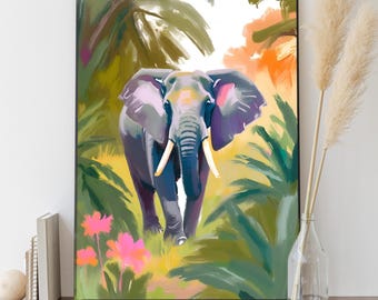 Sri Lanka Elephant Wall Art – National Park Poster, Digital Art Print, Safari Animal Illustration, Travel & Wildlife Wall Decor