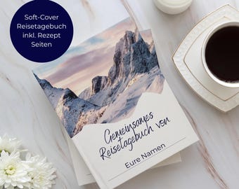 Joint travel journal for couples "Winter Edition" - 14-day holiday diary with recipes & reflection, gift for partners"