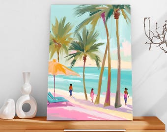 Dubai Beach Wall Art – Digital Art, Dubai Beach Poster, Coast & Sea Illustration, Vacation Wall Decor, Travel Print, Tropical Beach