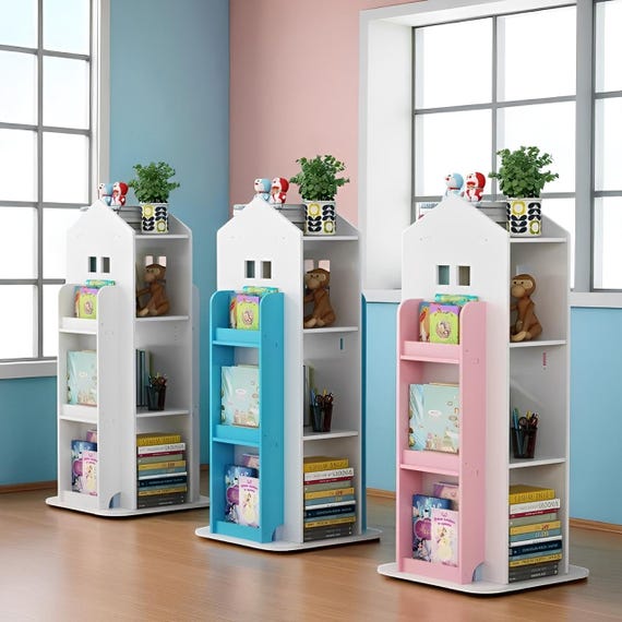Rotating Castle Bookshelf: Kids Book & Toy Storage Organizer
