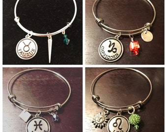 Aries Zodiac Charm Bangle