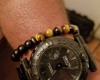 Men's Tiger Eye Meets Hematite Bracelet