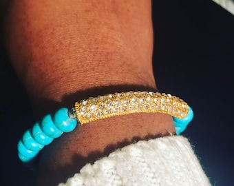 Golden Glitter Turquoise Bracelet