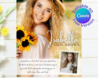 Senior Yearbook Ad  | Graduation Tribute Page | Editable Canva Template | Full Page Printable