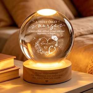 Personalized Nurse Crystal Ball Night Light, Registered Nurse Gift,Custom RN LED Night Light, Nurse Graduation Gift, New RN Gift, Nurse Gift