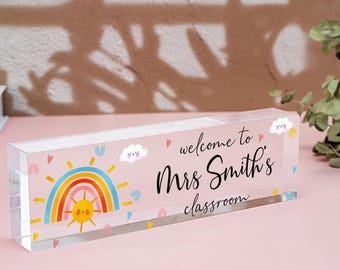 Teacher Gifts,Teacher Appreciation Gifts,Custom Teacher Desk Name Plate,Teacher Plaque,Thank You Teacher,Teacher Name Sign,Leaving School