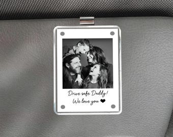 Regalo del Día del Padre para papá, clip personalizado para la visera del coche, idea de regalo para papá que conduce con cuidado, marco de fotos personalizado para papá, regalo para papá primerizo de parte de los niños