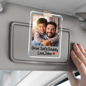 Father&#39;s Day Gift for Dad, Drive Safe Dad Visor Clip, New Dad Gift from Daughter, Drive Safe Visor Clip, Dad Picture Frame, Husband Gift