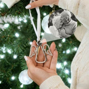 Angel Wings Photo Projection Ornament,Christmas Photo Ornament,Personalized Family Photo Projection Ornament for Christmas,Memorial Keepsake