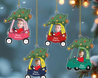 Decorazione natalizia personalizzata con foto del viso di un bambino, decorazione con foto di un bambino, primi regali di Natale per un bambino, decorazione con ritratto di un bambino, decorazione con decorazione di famiglia