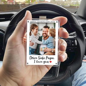 Custom Dad Photo Visor Clip, Father&#39;s Day Gift for Dad, New Dad Gift, Drive Safe Visor Clip, Dad Picture Frame, Husband Gift, Gift For Dad