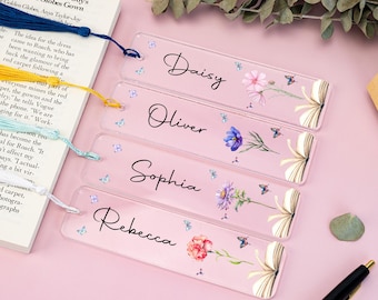 Custom Birth Flower Acrylic Bookmark,Custom Bookmark for Her,Bookmarks Gift,Teachers Gift,Birthday Gift,Graduation Gifts, Appreciation Gifts