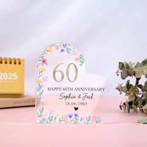 Personalized 60th Anniversary Gift,60th Wedding Anniversary Acrylic Plaque,Diamond 60th Wedding Anniversary Gift,Gift for Husband Wife