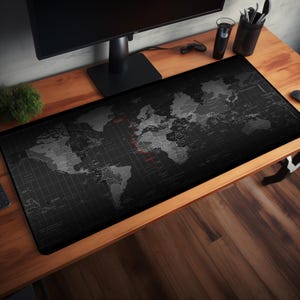 Moderne Weltkarte Mousepad | Gaming Mousepad | RGB Mousepad | Weltkarte Schreibtischunterlage | Geschenk für Gamer | Weltkarte Mousepad | XXL Mousepad