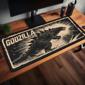 Godzilla Desk Mat - Godzilla RGB Mouse Pad - Sci-fi Extra Large Mouse Pad - Gaming,Keyboard Mat -Custom Mousepad -Deskpad Gamer Gift For Him
