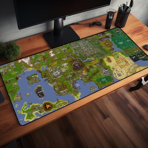 Old School Runescape Mousepad - Runescape Map Schreibtischunterlage, RGB Mousepad - Gaming Schreibtischunterlage, alte Schul Runescape Schreibtischmatte
