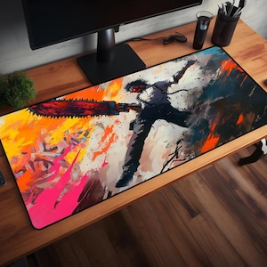 Tappetino per mouse Chainsaw Man: tappetino da scrivania anime, tappetino da gioco XXL