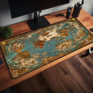 Neue Eorzea XIV Weltkarte Schreibtischmatte - Neue Eorzea XIV Weltkarte Mousepad - Final Mousepad Schreibtischmatte - Dawntrail Weltkarte - RGB Mousepad