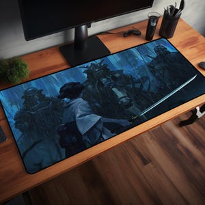 Samurai Desk Mat: XXL Extended Mousepad with Optional RGB LED
