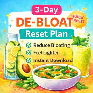 Réinitialisation de dégonflement de 3 jours | Plan de repas pour soulager rapidement les ballonnements / Alimentation saine PDF / Téléchargement instantané