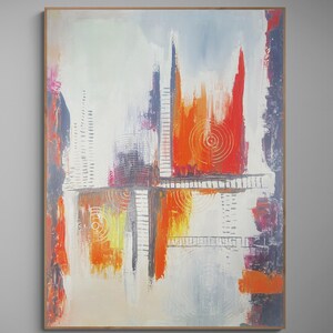 Bold Abstract Painting with Red, Orange & Black Layers | Original Handmade Acrylic Art on Canvas | Modern Wall Décor for Home or Office