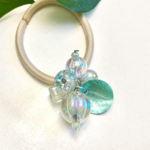 Skyblue Melon | Hair tie charm | Pony tail holder | Hair accessories with pearls | Daily hair accessories | Hair tie in your choice of color