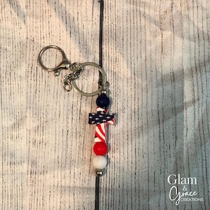 Beaded Cross Keychain: Custom Christian Gift with Silver Hardware