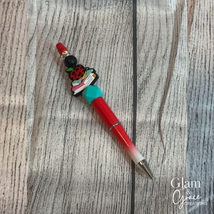 Kralenpen APPLE CUSTOM PEN - terug naar school - onderwijs liefde inspireren - unieke pennen - leraarspennen - gepersonaliseerd cadeau leraar - TP010