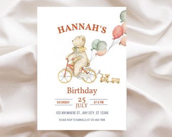 Teddy Bear Birthday Party Invitation Template – Personalizable Digital Download