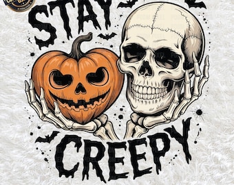 Rimani inquietante Teschio di zucca PNG SVG, Halloween Jack O Lantern Scheletro Mano Clipart, Stagione Spettrale Retro Sublimazione, Download Digitale Horror