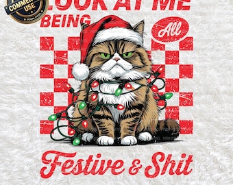 Drôle d'être tout chat festif PNG SVG, Noël sarcastique chat grincheux, cadeau pour amoureux des chats, sublimation de Noël drôle, téléchargement immédiat
