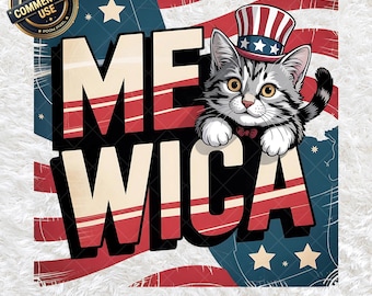 Meowica Cat PNG, 4th of July Kitten Sublimation Design, USA Themed Feline Digital Download, Cute Patriotic Cat Clipart, Independence Day Cat