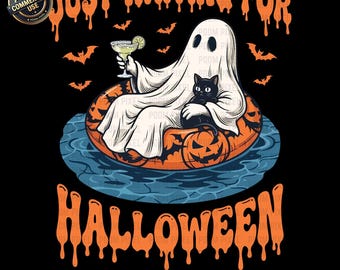 In attesa di Halloween Fantasma PNG SVG, clipart galleggiante per piscina Summerween, sublimazione stagione spettrale, divertente download digitale estivo di Halloween