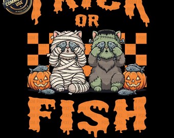Gatto di Halloween "Dolcetto o scherzetto" PNG SVG, Divertente gattino mummia di Frankenstein Clipart, Simpatica sublimazione per la stagione spettrale, Download digitale per amanti dei gatti