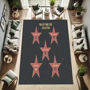 Personalized Hollywood Walk of Fame Rug, Custom Star Name Carpet, Movie Lover Gift, Celebrity Style Home Decor, Custom Name Walk of Fame Rug