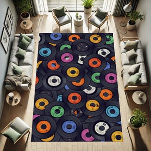 Retro Vinyl Record Rug, Music-Inspired Area Rug, Perfect for Living Rooms, Bedrooms, or Music Studios, Soft Durable Rug, Unique Home Decor