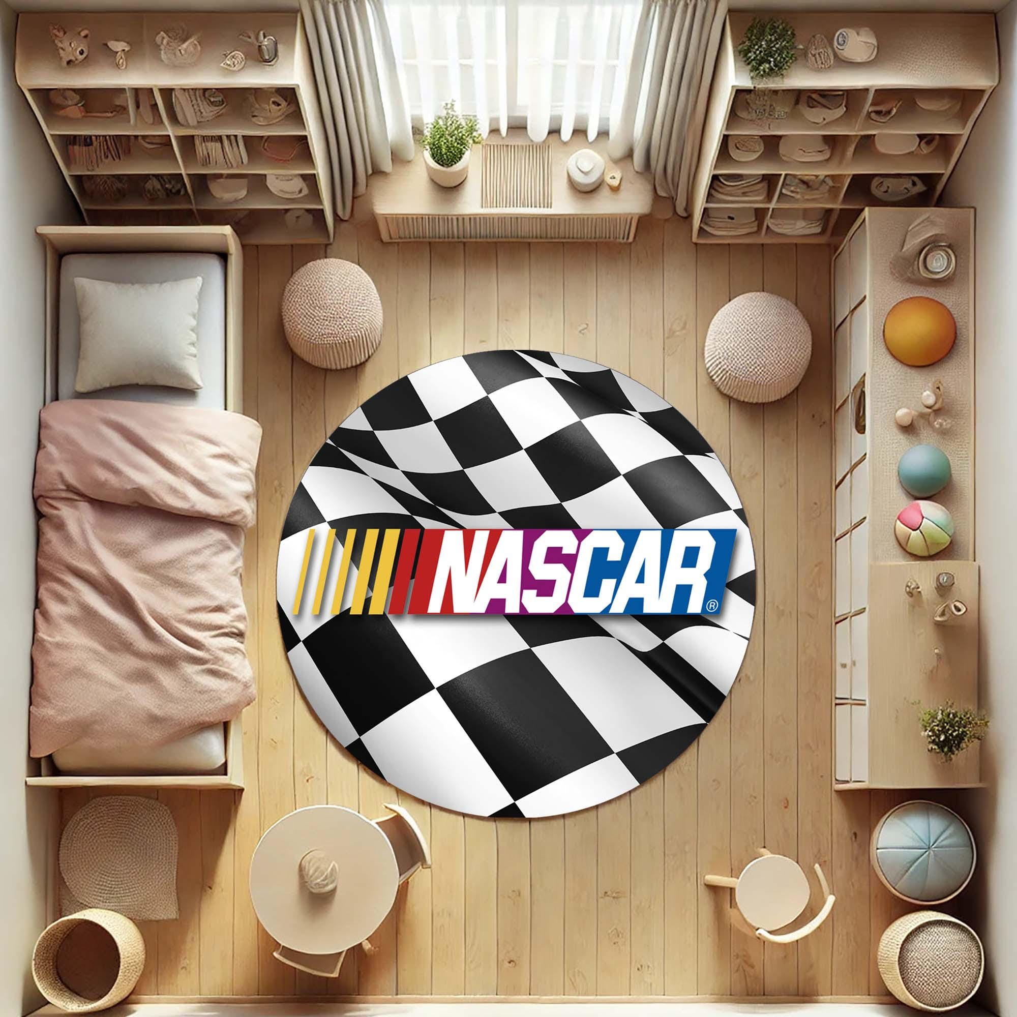 Race Decor, Nascar, Racing Room Mat, Checkered Flag Rug