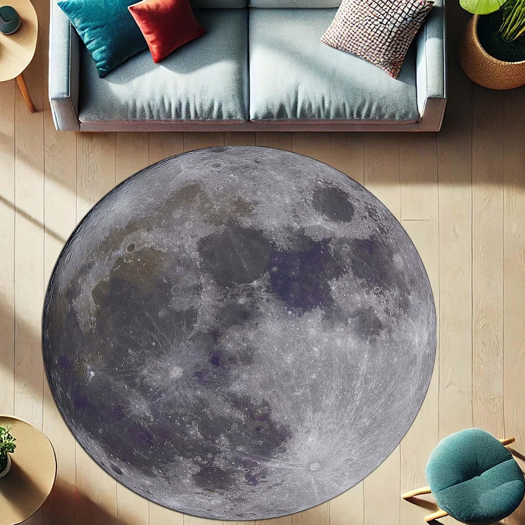 Moon Rover Play Rug Moon Surface Round Rug, Galaxy Themed Floor Mat, Space Inspired Room ...