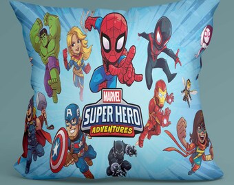 Hero Decor Pillow Cover, Kids Cushion Case, Spiderman Gift, Superhero Pillow Case, Iron Man Art, Captain America, Hulk Cushion Case, Thor