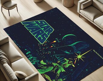 Star Wars Rug, Movie Poster Carpet, Sci-Fi Home Decor, Galactic Living Room Rug, Pop Culture Floor Mat, Nerdy Star Wars Gift,Retro Movie Rug