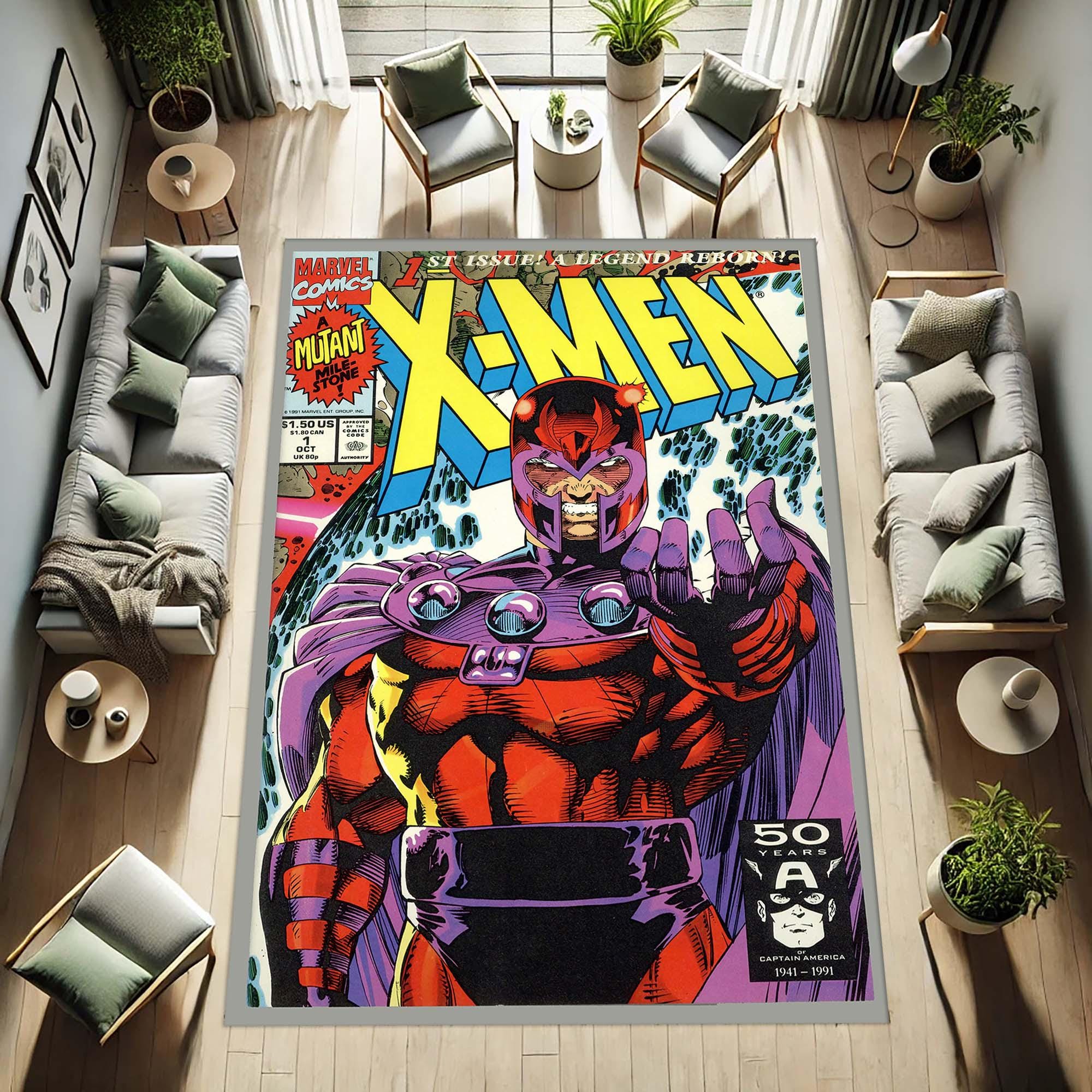 X Men Rug, Comic Book Rug, Magneto Nerdy Rug, Superhero Rug, Retro