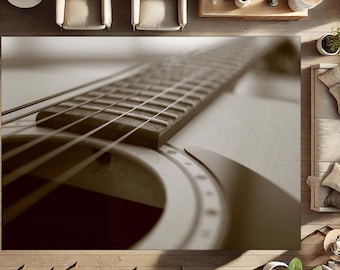 Guitar Rug, Music Lover Decor, Musical Instrument Carpet, Guitarist Gift, Modern Living Room Rug, Music Room Decor, Cool Floor Mat