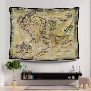 Mittelerde Karte, Fantasy Wandkunst, Herr der Ringe Wandteppich, Nerd Wandkunst, Film Karte Poster, Film Fan Epische Weltkarte