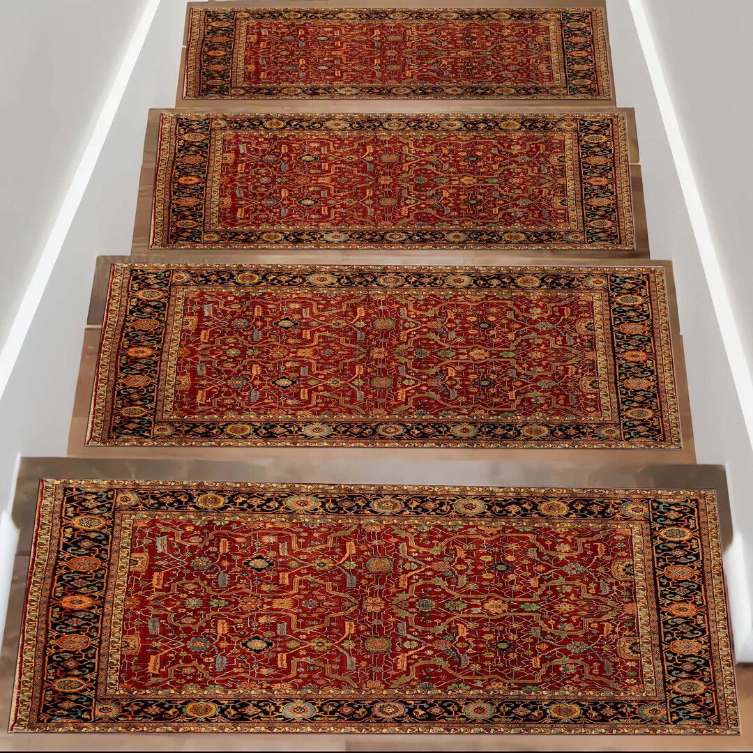 Staircase Rug Designs Floral Design, Vintage Traditional Rug, Stair Non-slip Tread Rug, Stair ...