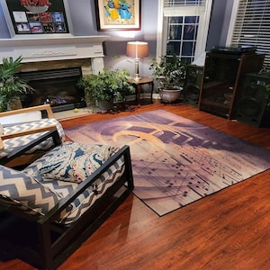 Music Theme Rug, Treble Clef Carpet, Piano Art Rug, Musical Notes Rug, Artistic Floor Mat, Music Lover Gift, Abstract Music Room Rug