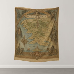 Herr der Ringe Geschenkidee, Fantasy Geschenk Wandkunst, Karte für Fans, Nerd Dekor, Buchliebhaber Geschenk, Film Zimmer Karte, Fantasy Welt Wandbehang
