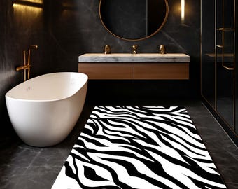 Zebra Print Bathroom Mat: Non-Slip